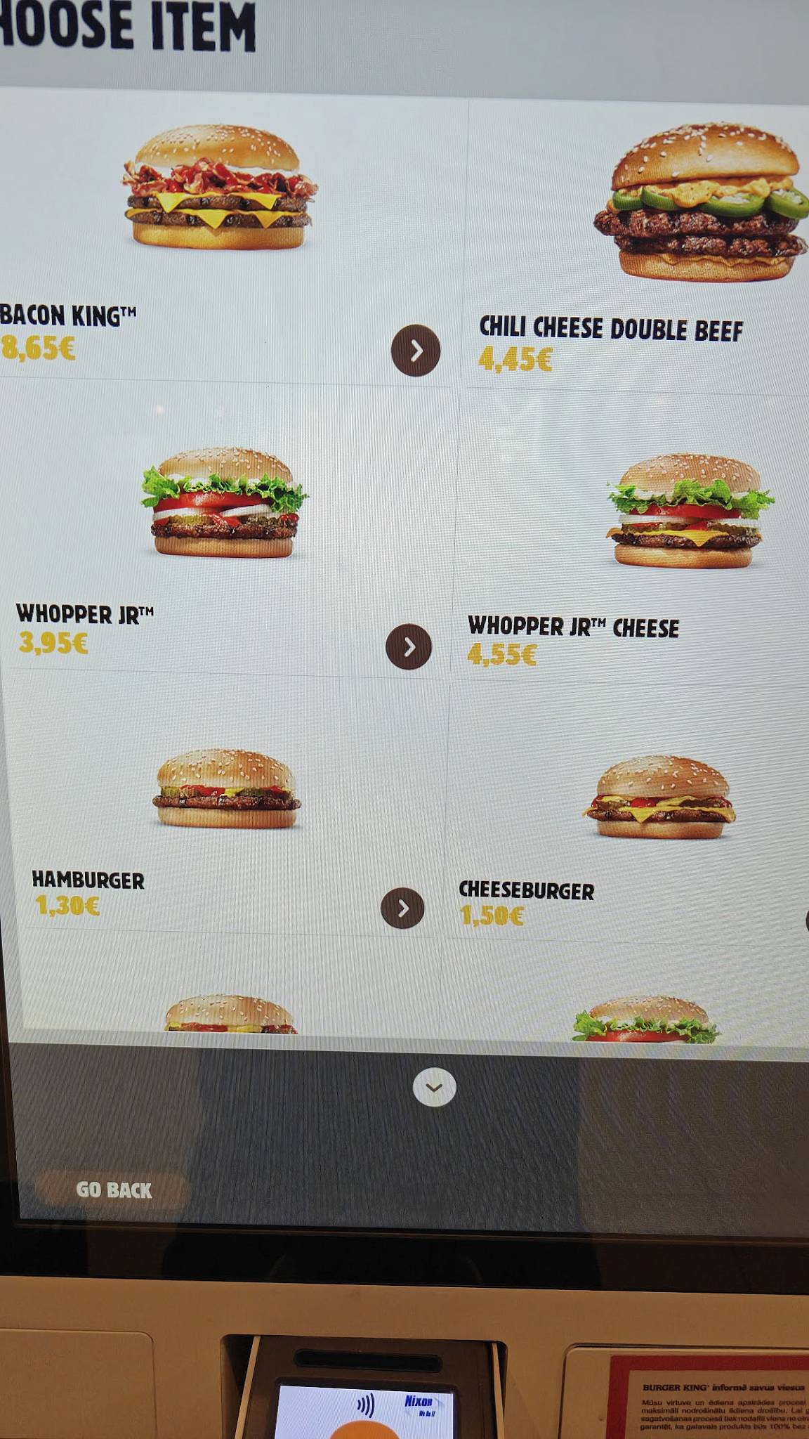 Burger King Audeju меню