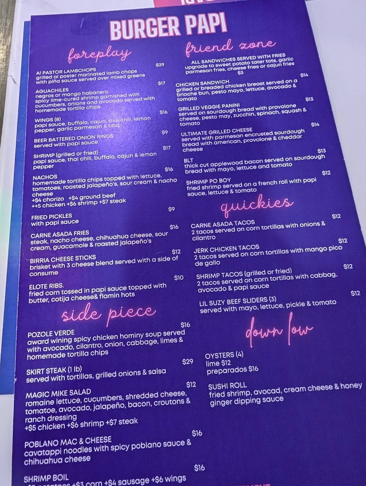 Burger Papi меню