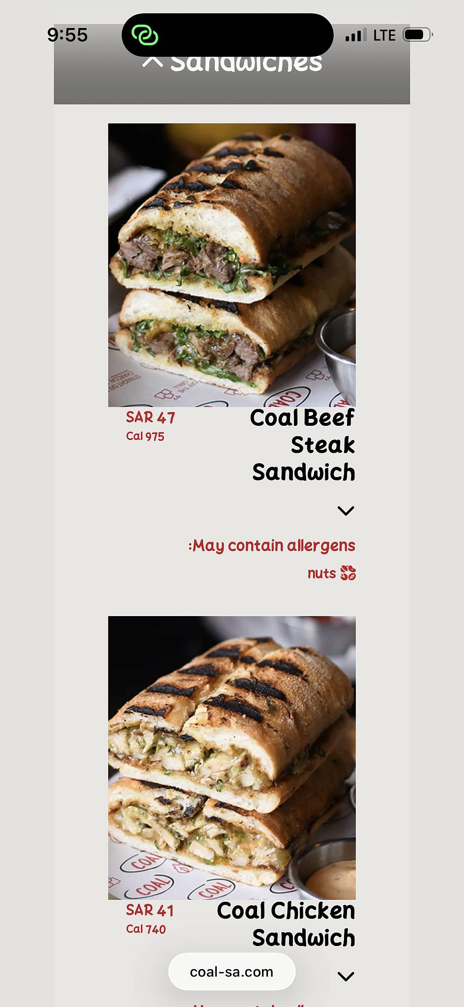 COAL I BBQ & Sandwich I Olaya меню