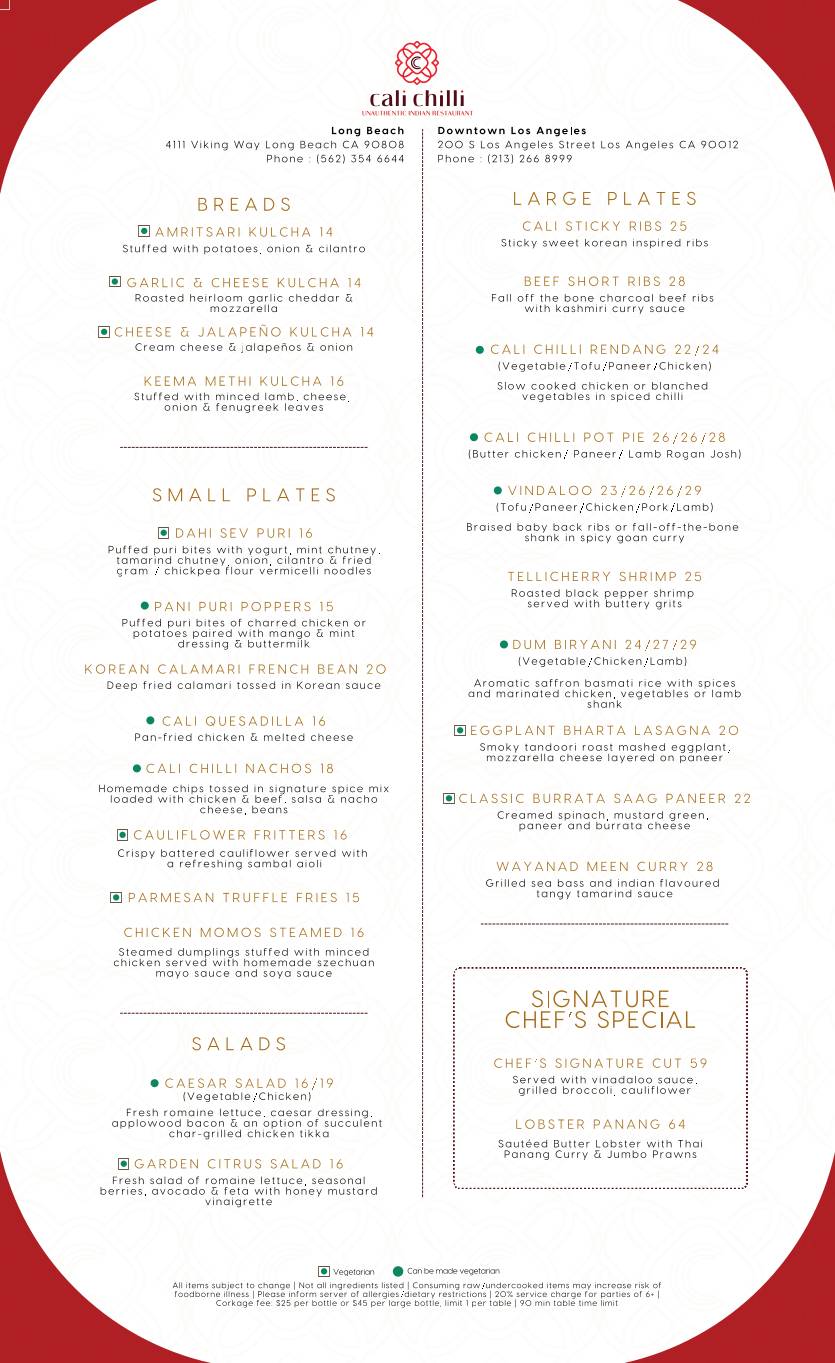 CaliChilli - Unauthentic Indian Restaurant меню
