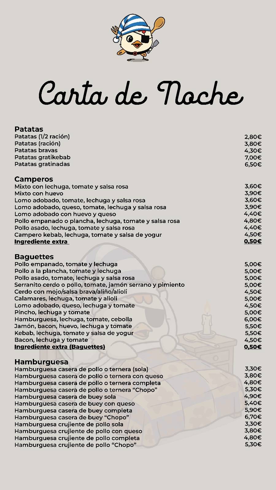 ChopoPollo меню