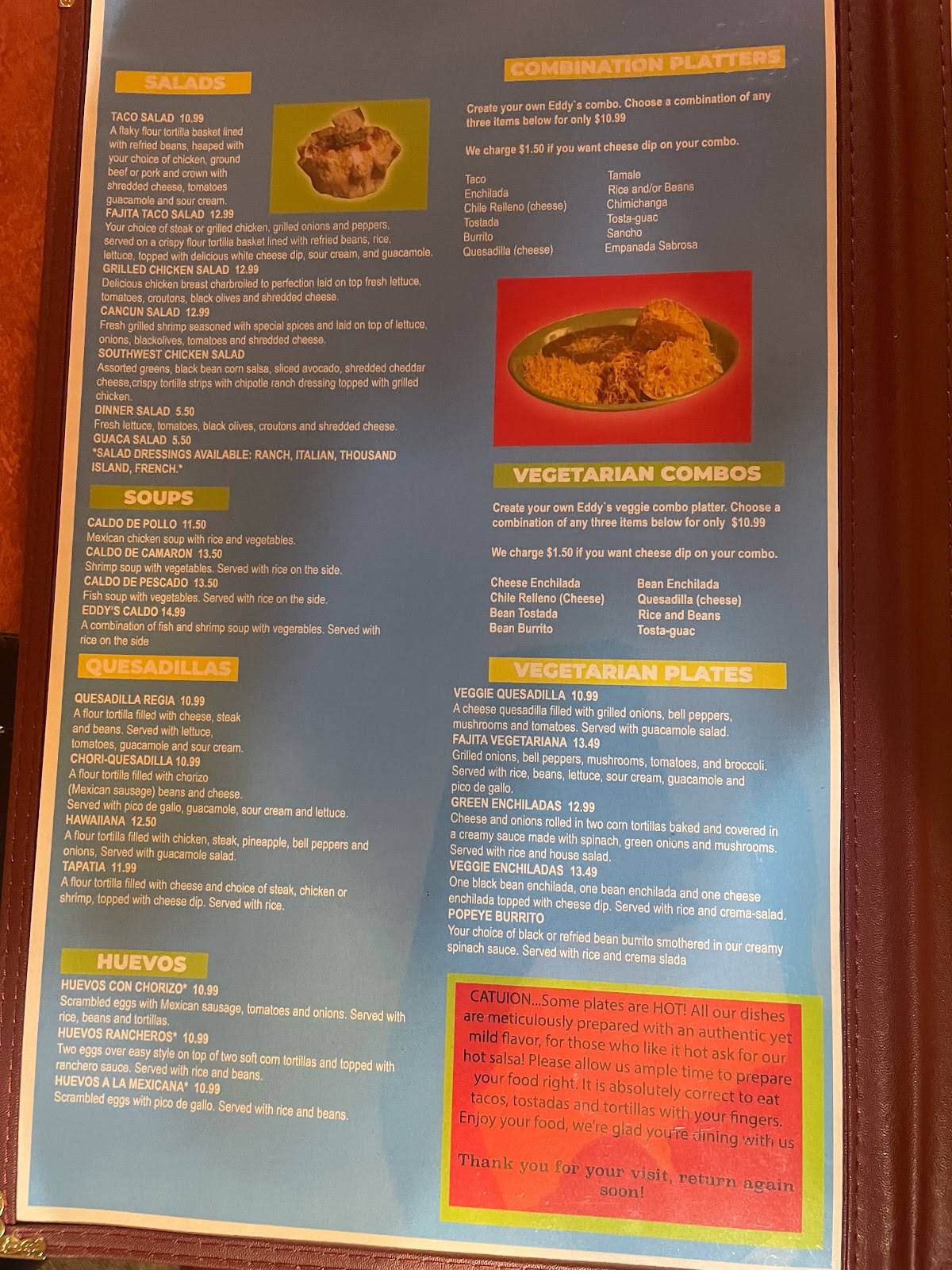 Eddy's Mexican Restaurant and Bar меню