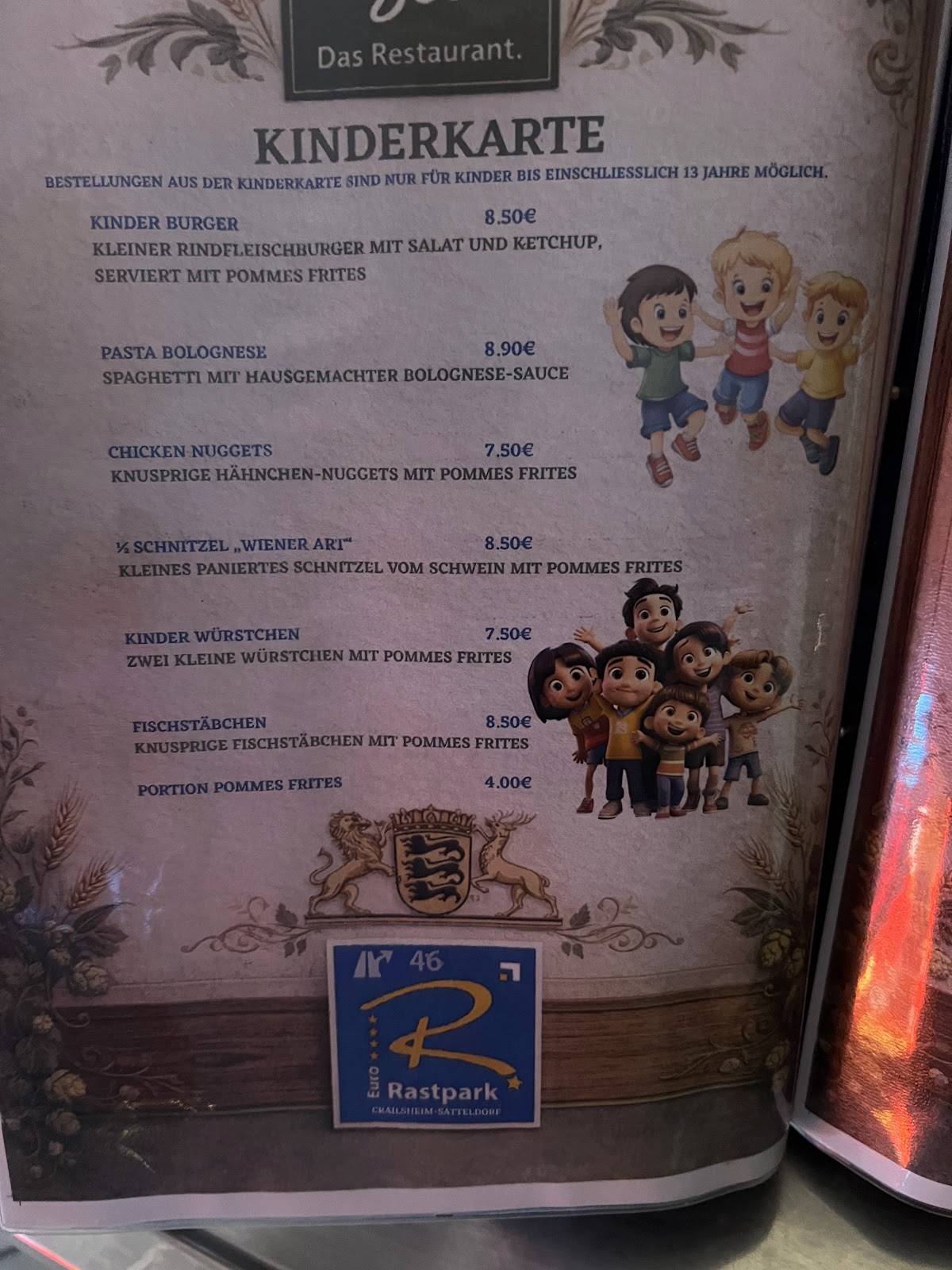 Euro Rastpark Crailsheim/Satteldorf меню