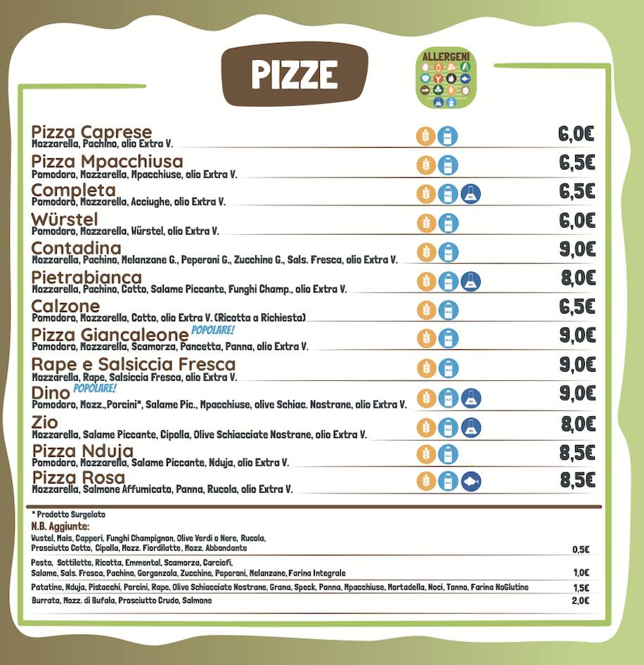 Frank Pizzeria Ristorante - Dal 1975 меню