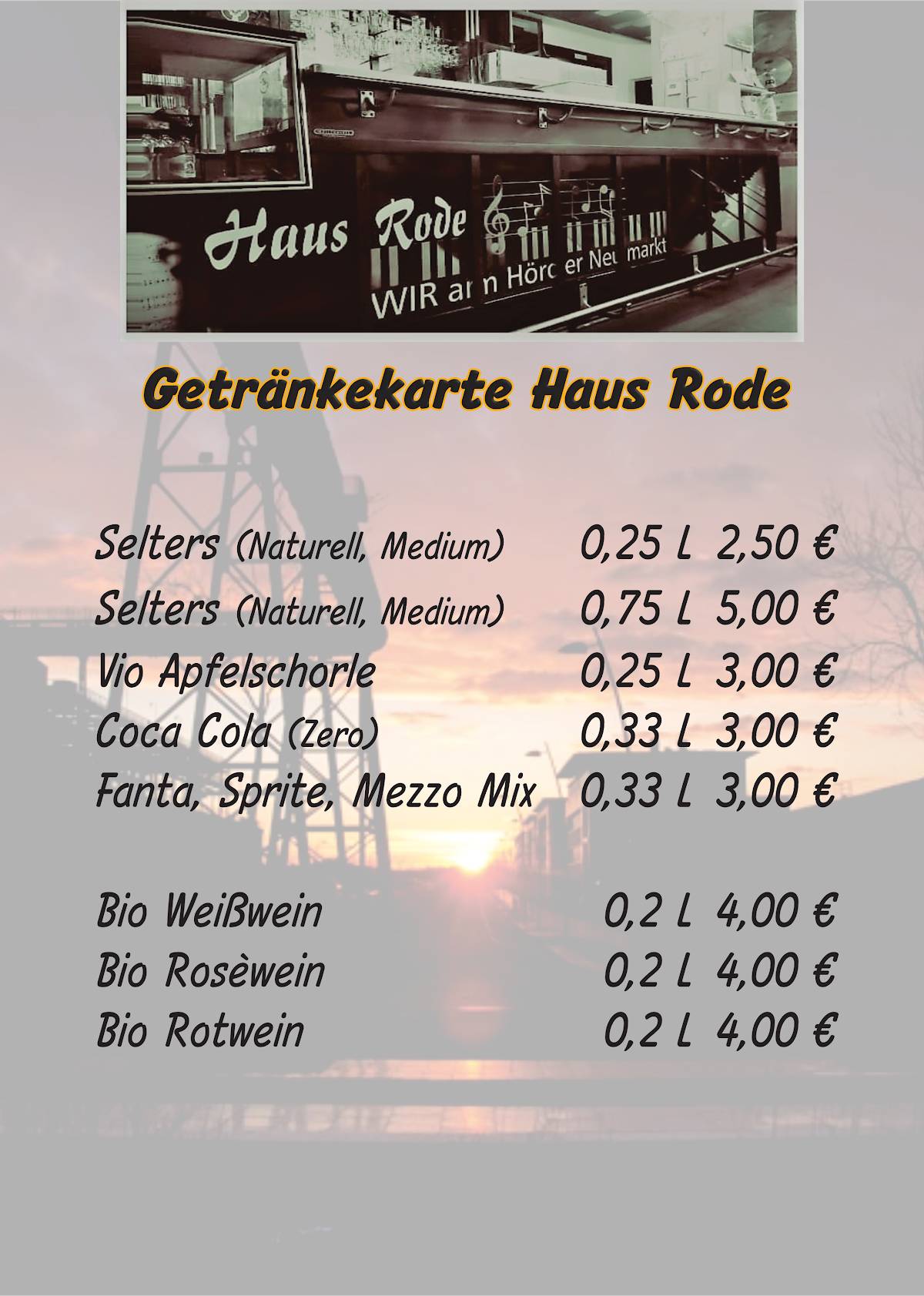 Haus Rode меню
