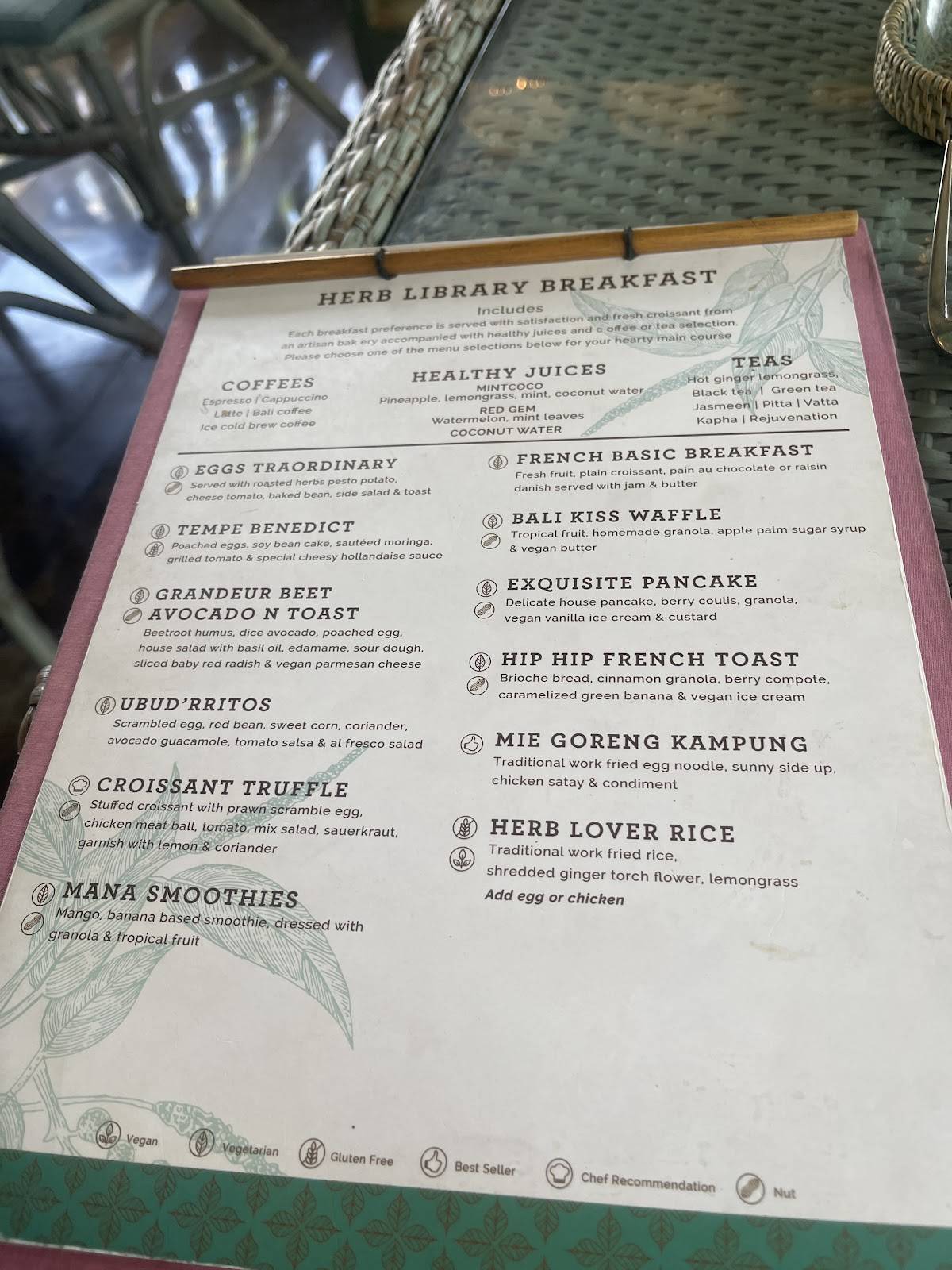 Herb Library Bali меню