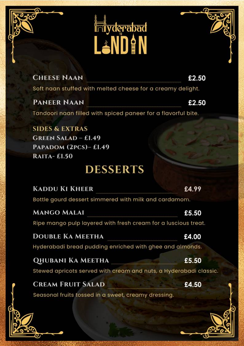Hyderabad to London – Authentic Hyderabadi Cuisine меню