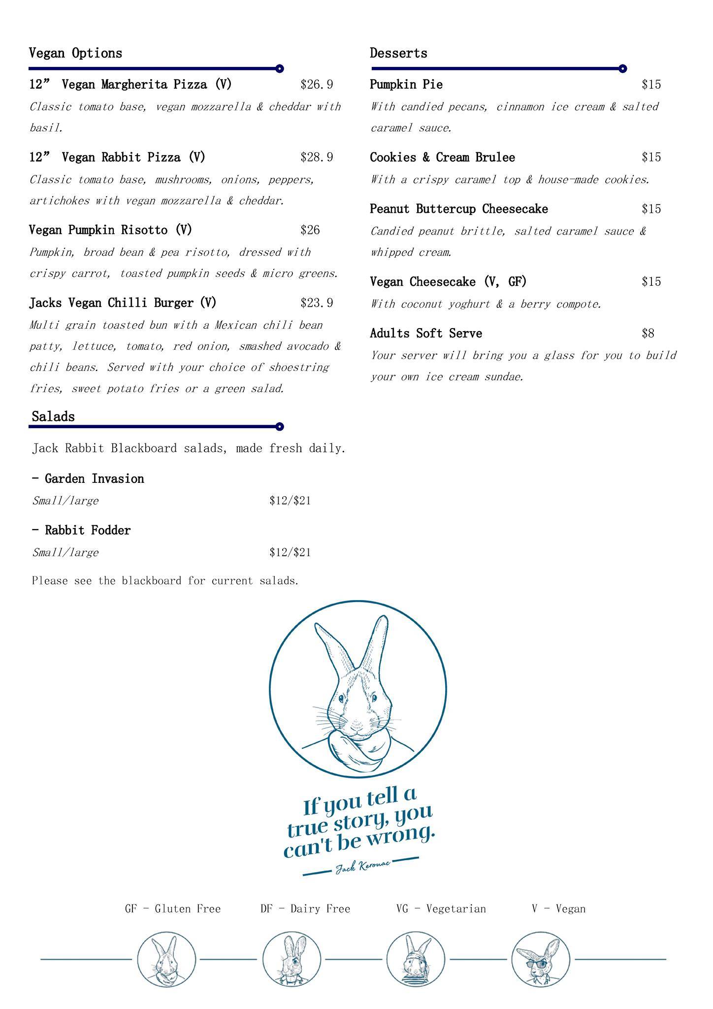 Jack Rabbit Restaurant & Bar меню