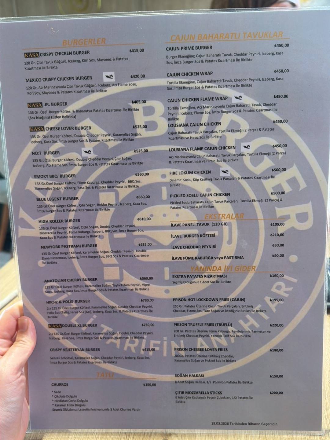KASA Burger Rota İncek меню
