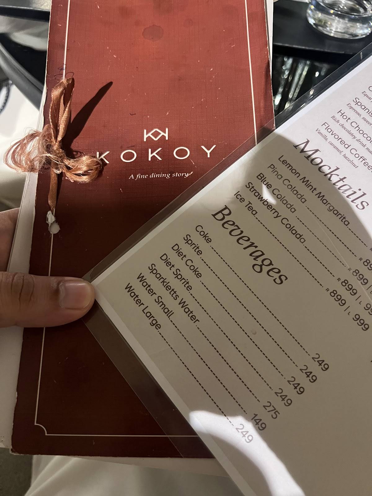 KOKOY меню