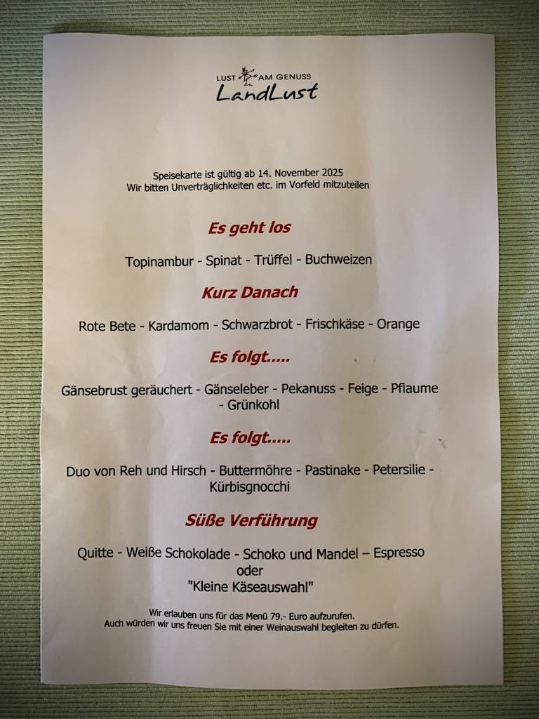 Landlust Körzin меню