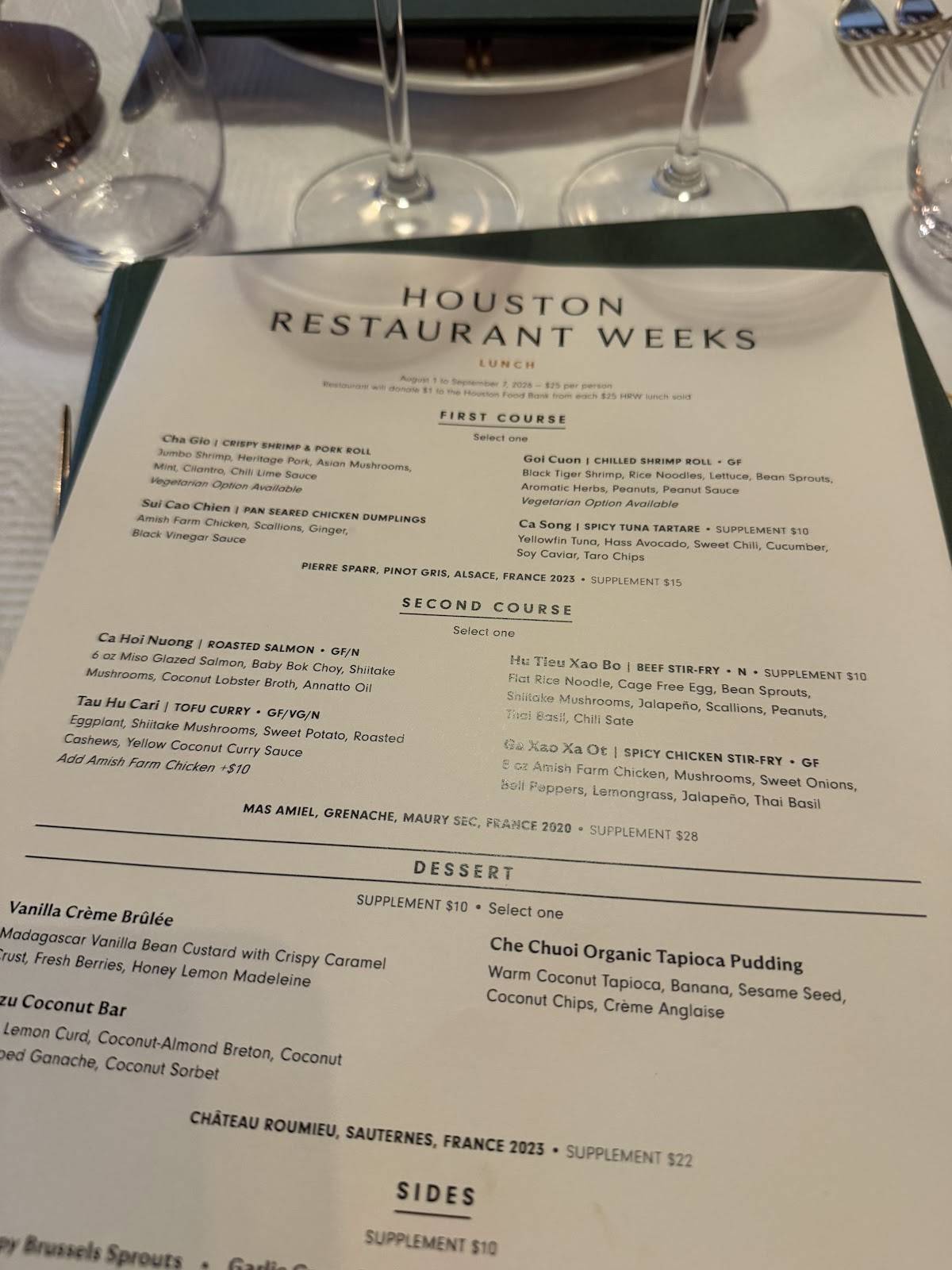 Le Colonial Houston меню