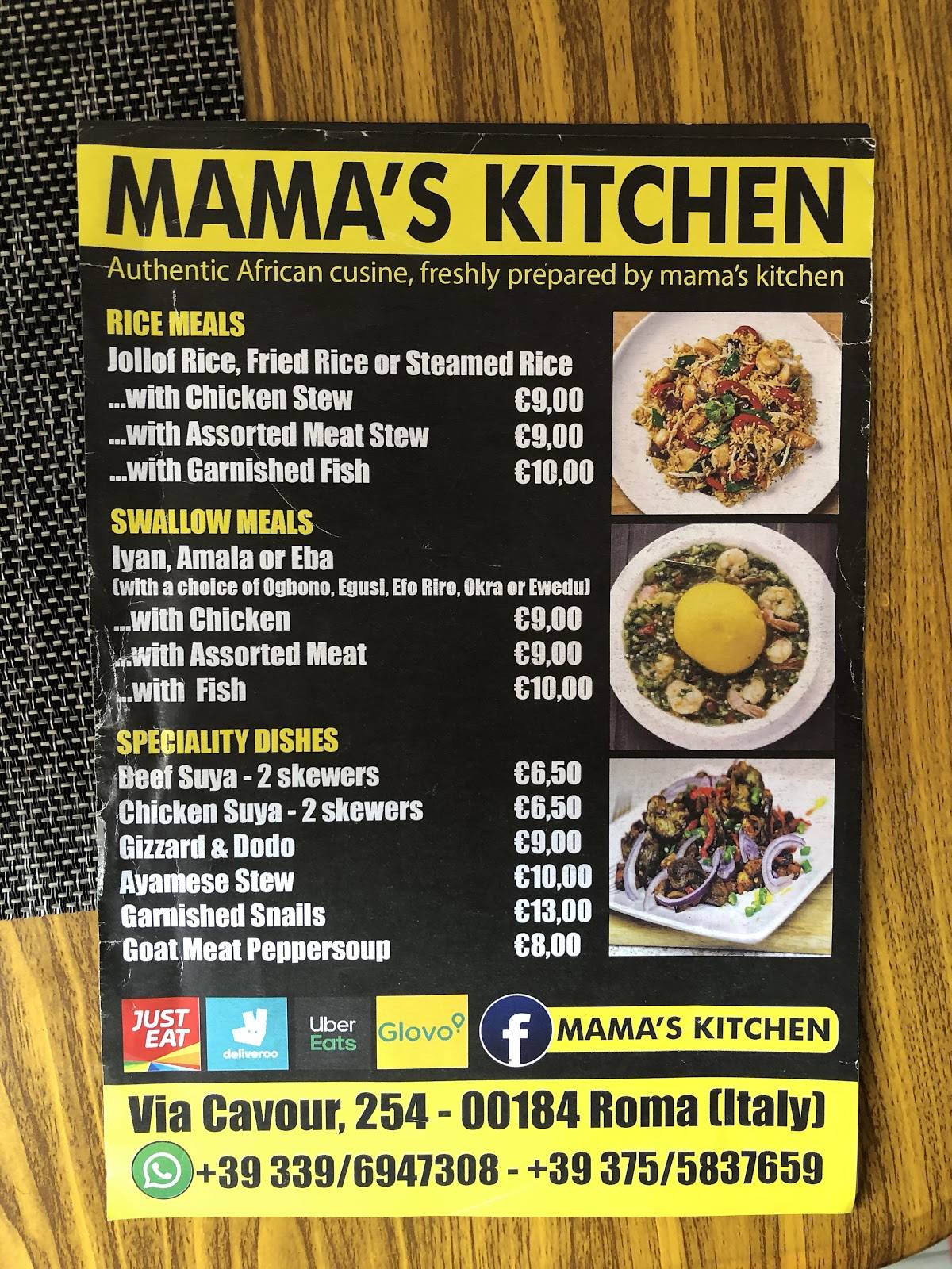Mama's Kitchen меню
