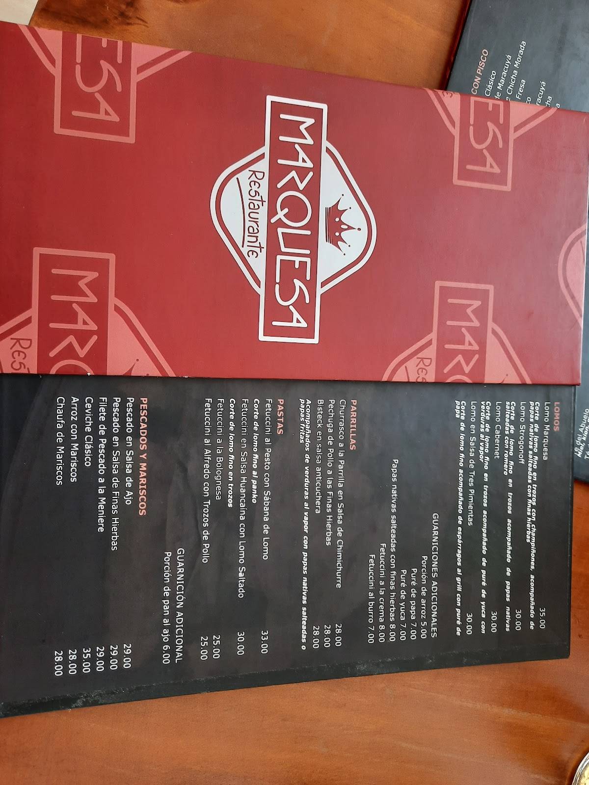 Marquesa Restobar меню