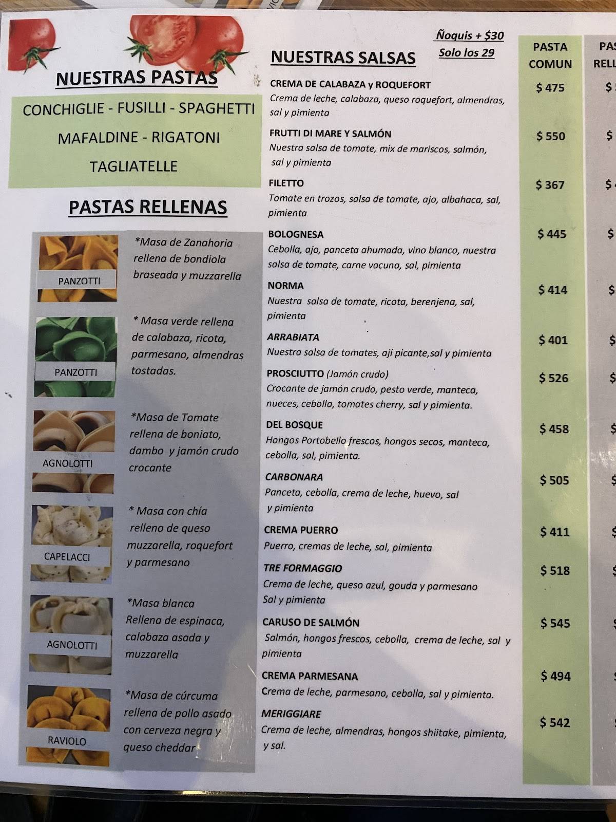 Meriggiare - Pasta, pizza e pane меню