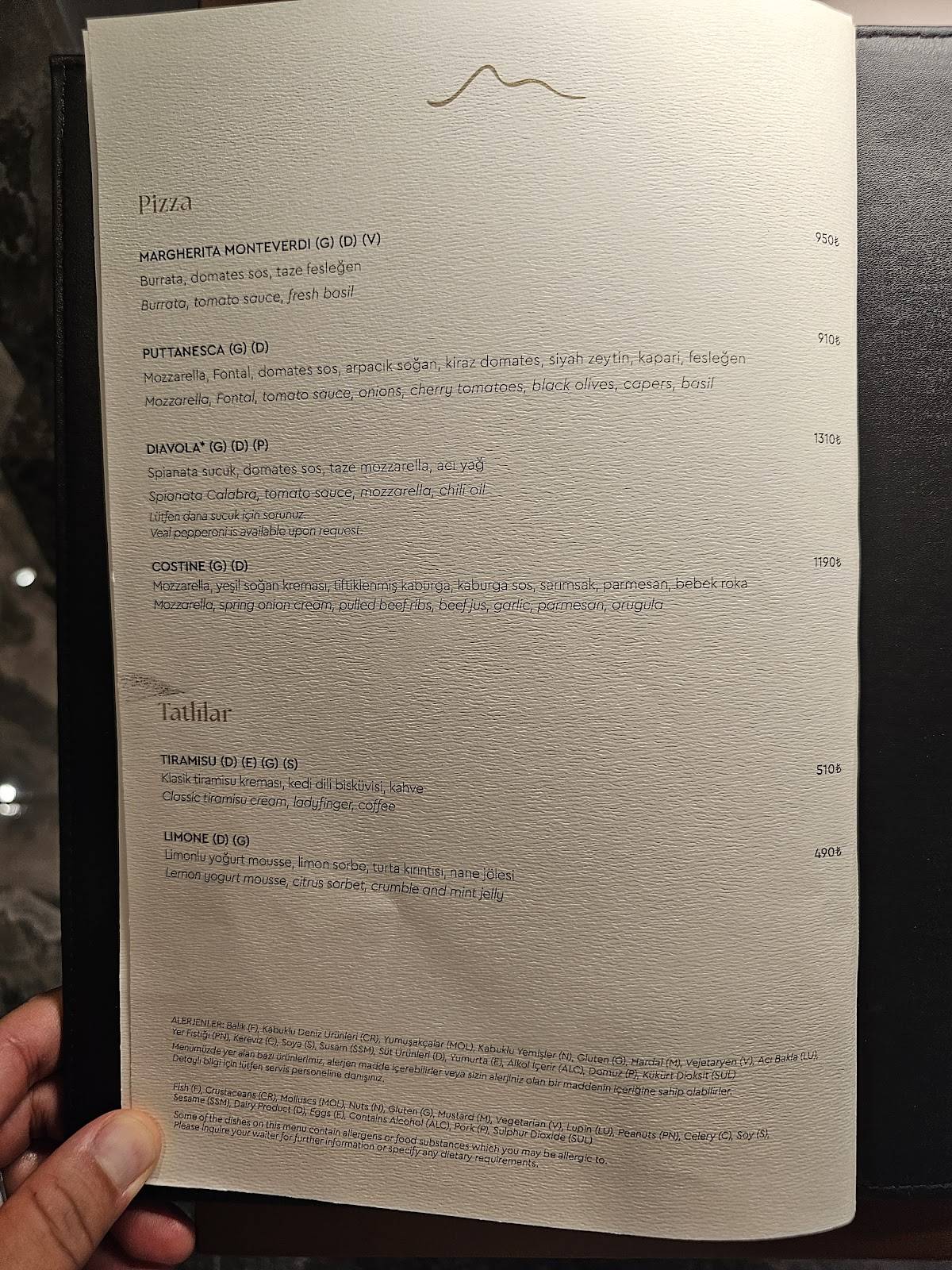 Monteverdi Ristorante меню
