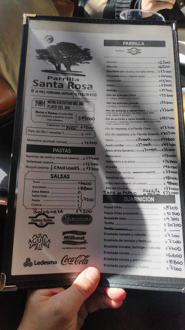 PARRILLA SANTA ROSA меню
