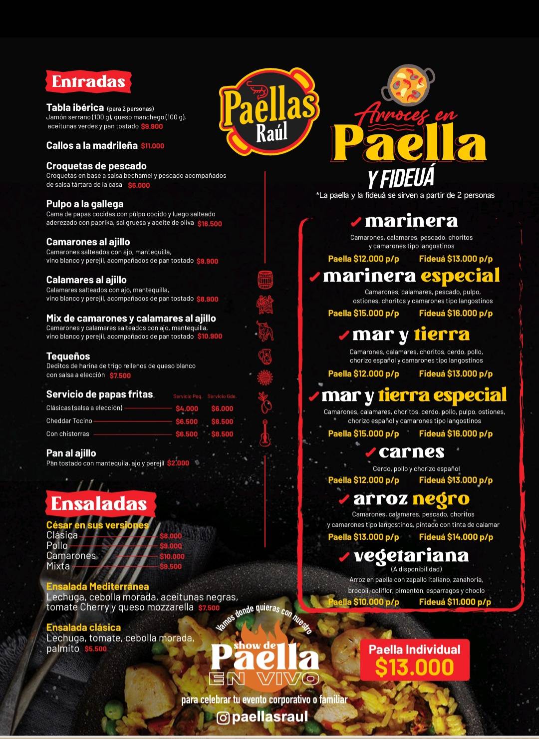 Paellas Raul меню
