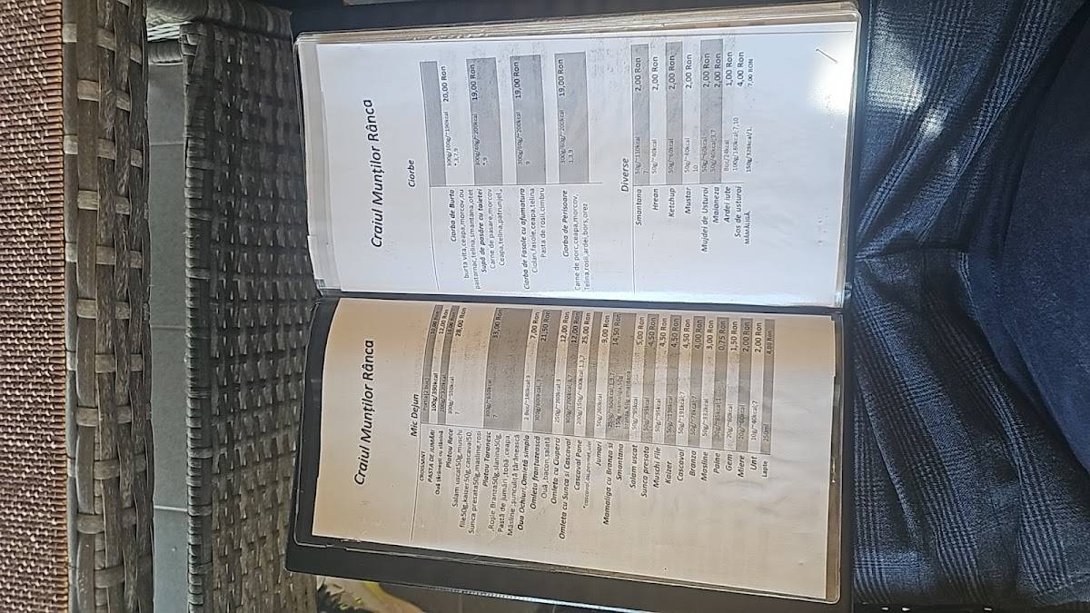 Pensiunea Craiul Munţilor-Restaurant меню