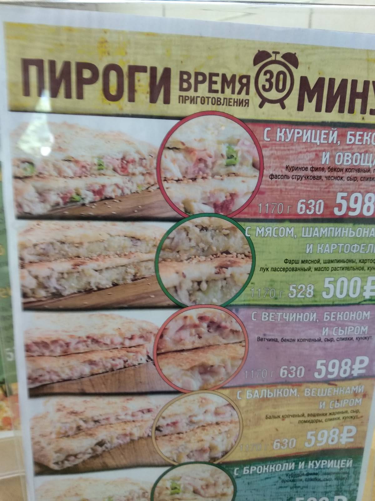 Пиццерия меню