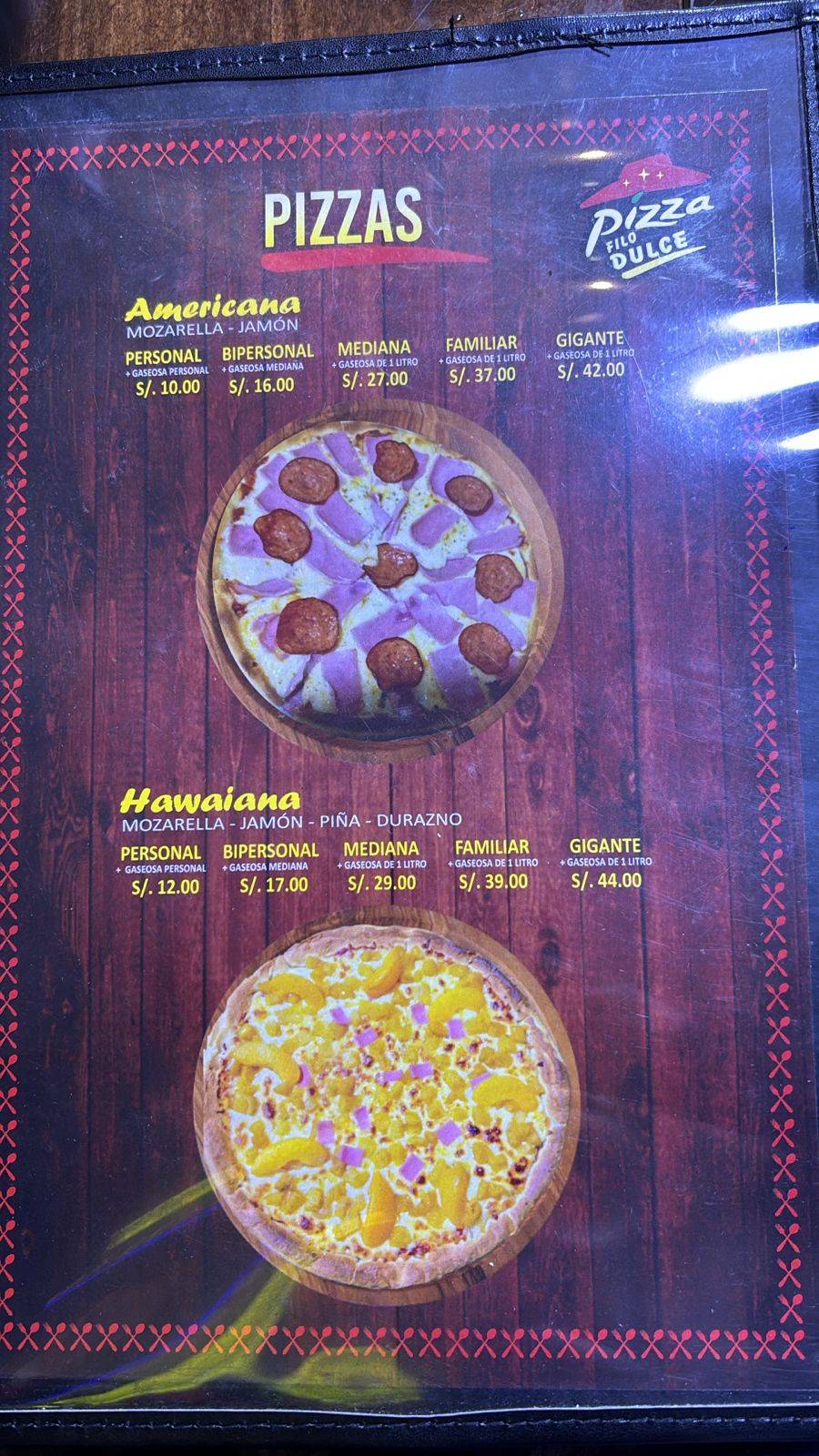 Pizzeria Filo Dulce меню