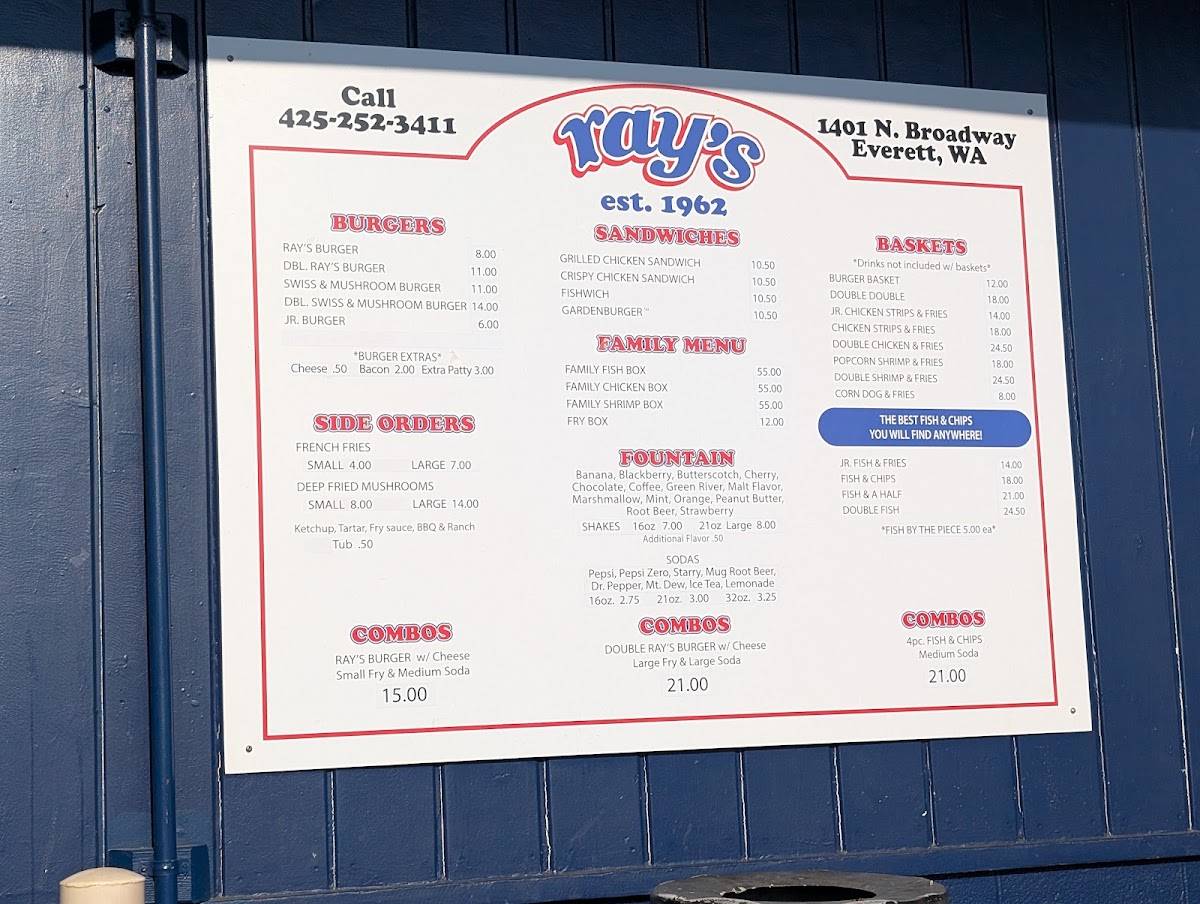 Ray's Drive In меню