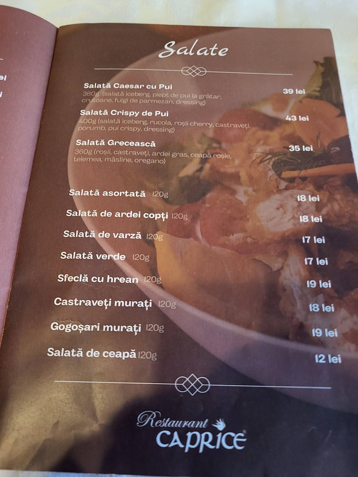 Restaurant Caprice меню