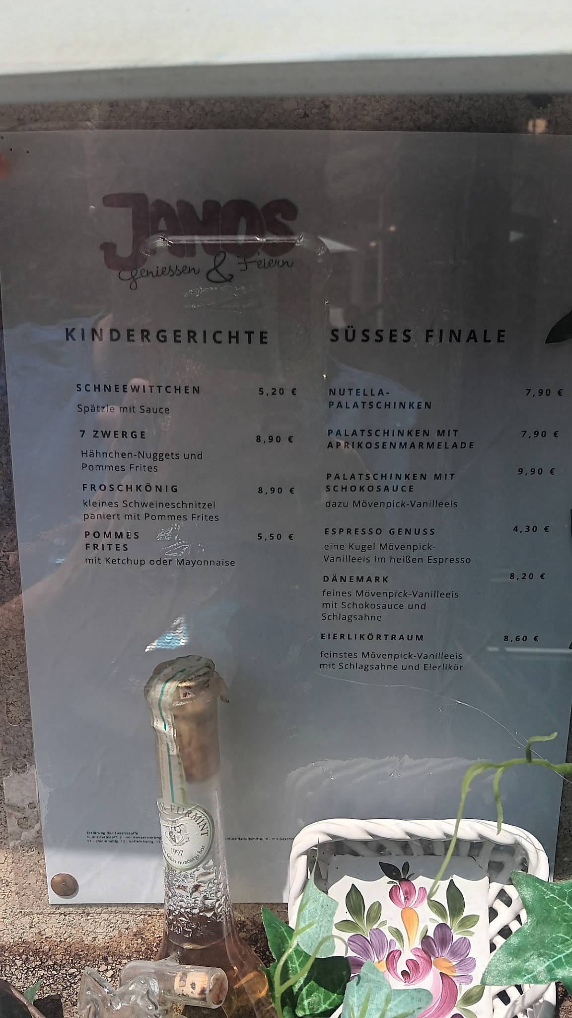 Restaurant Janos меню