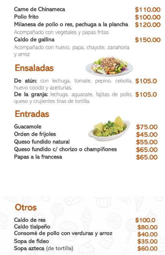 Restaurante El Patio меню