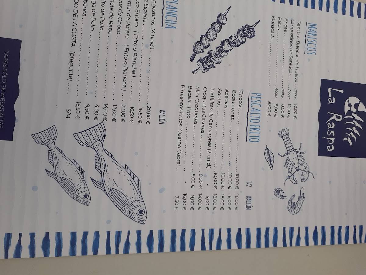 Restaurante La Raspa меню