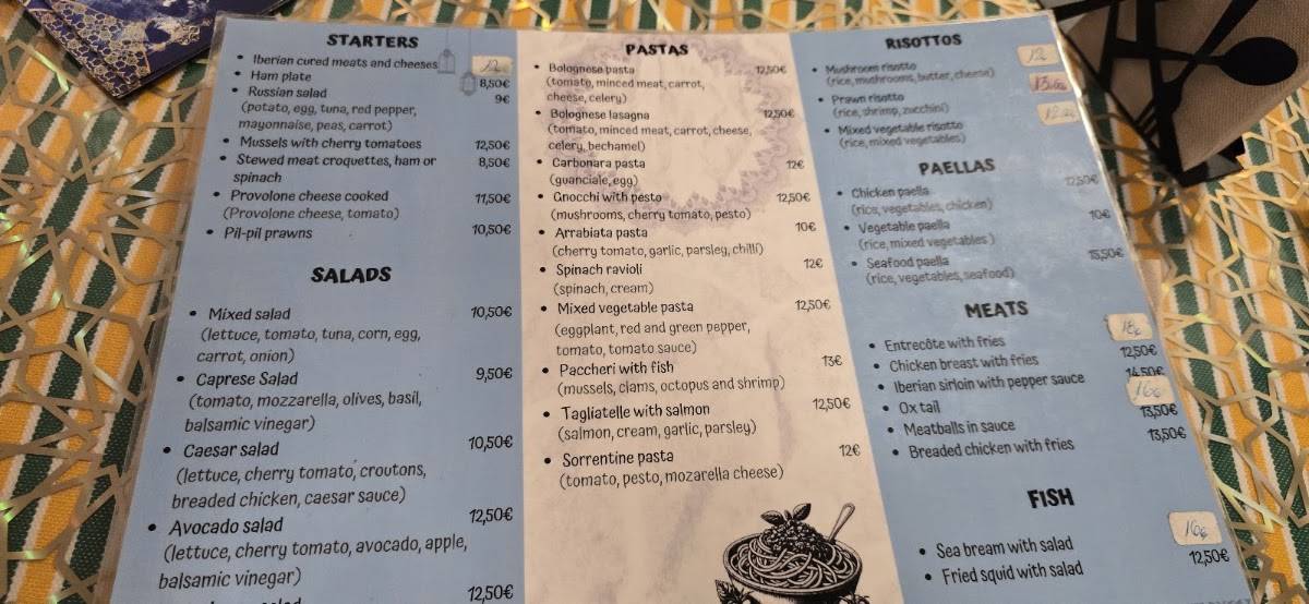 Restaurante Tangier меню