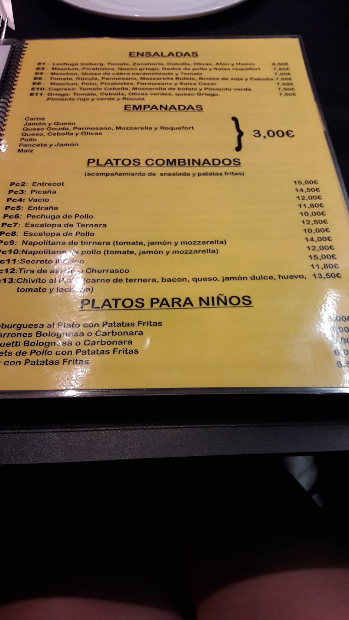 Restaurante Volver меню