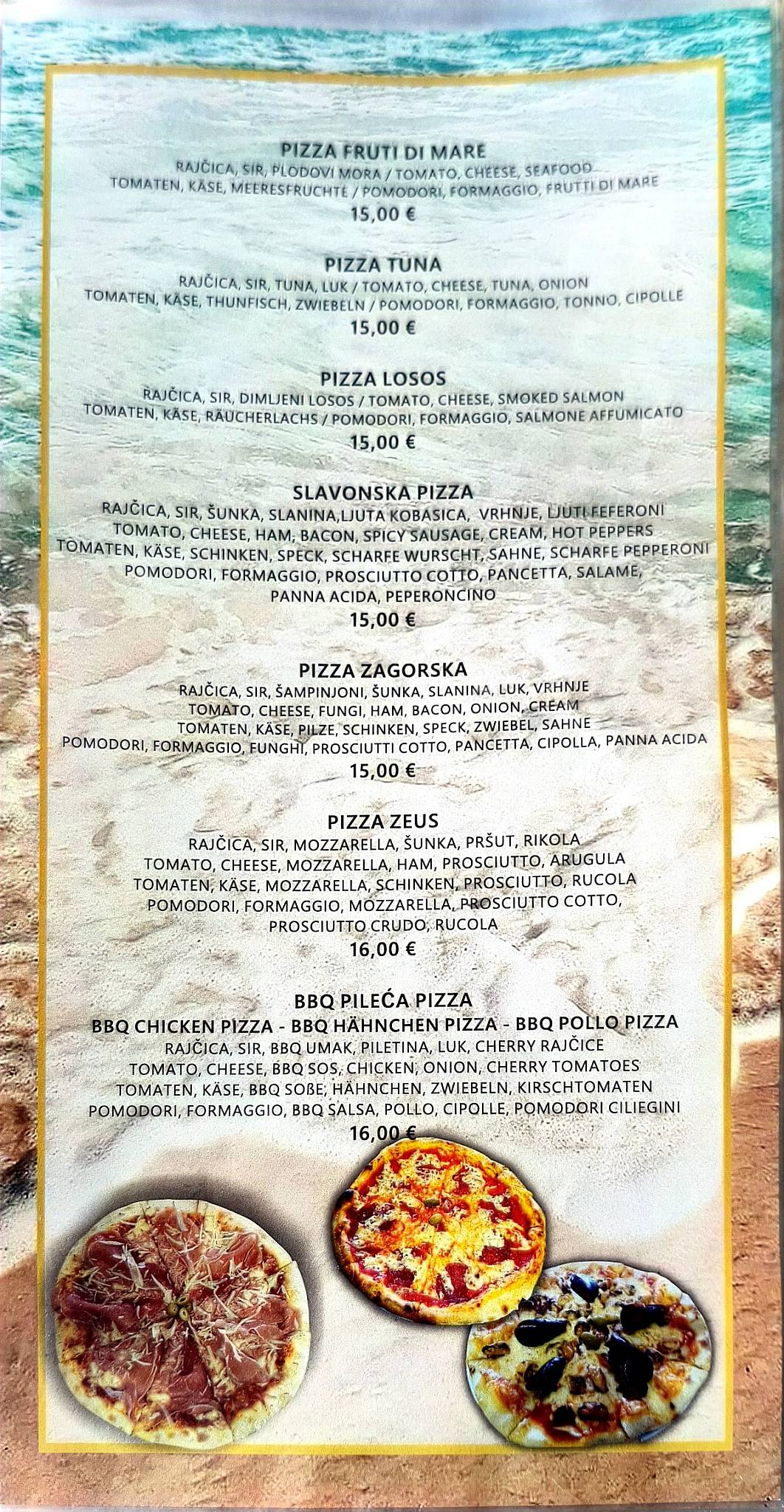 Restoran Zeus меню