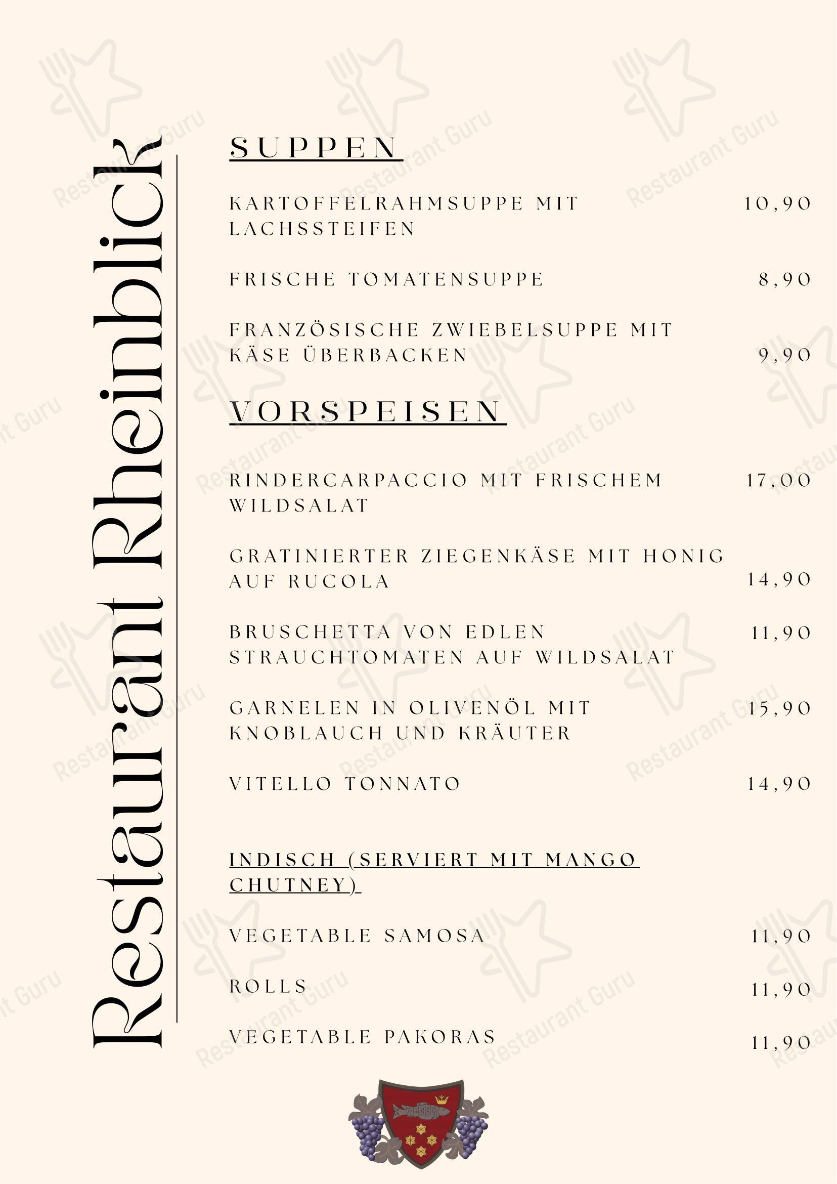 Меню напитков ресторана Restaurant Rheinblick в Ункеле