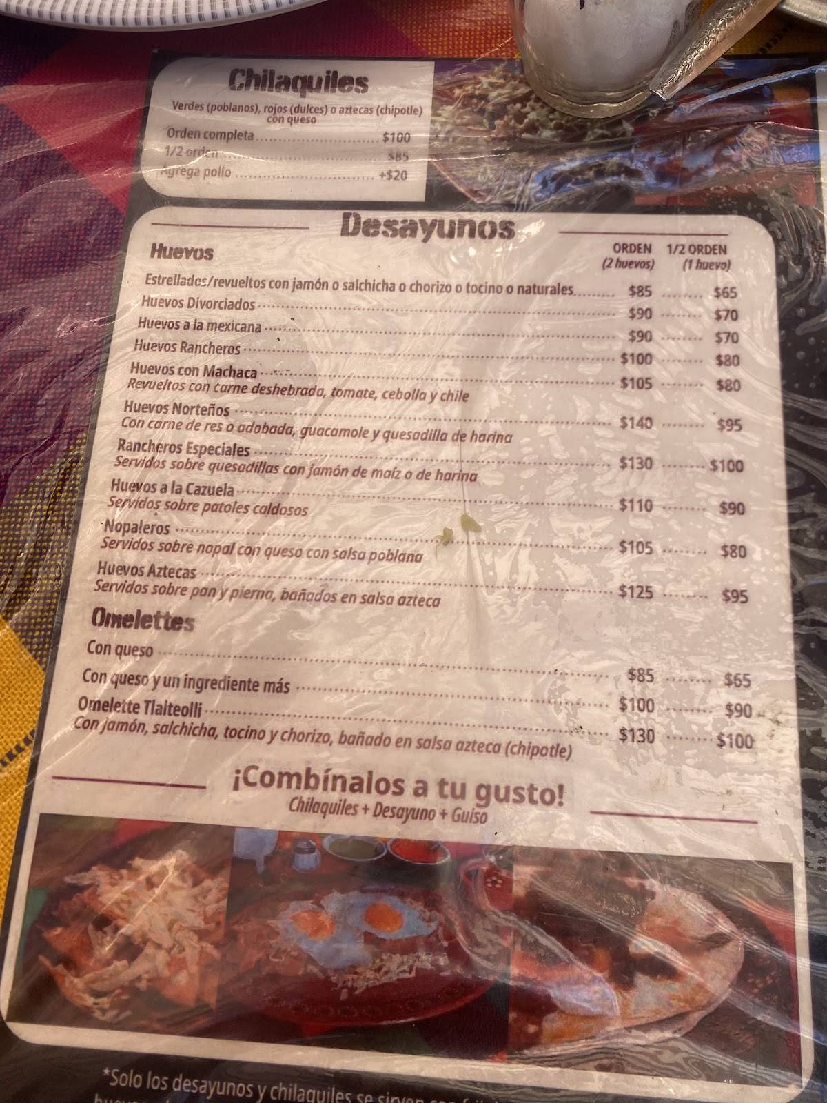 Restaurant Rincón Azteca меню
