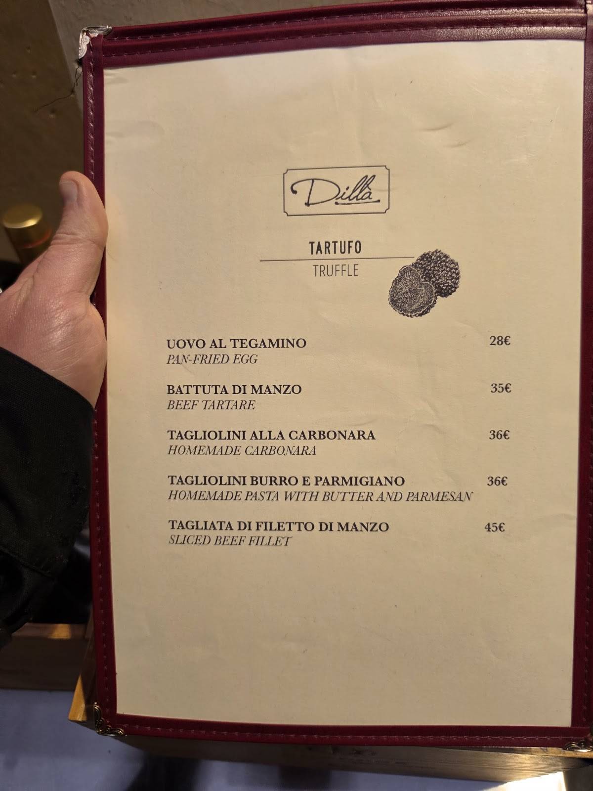 Ristorante Dillà меню