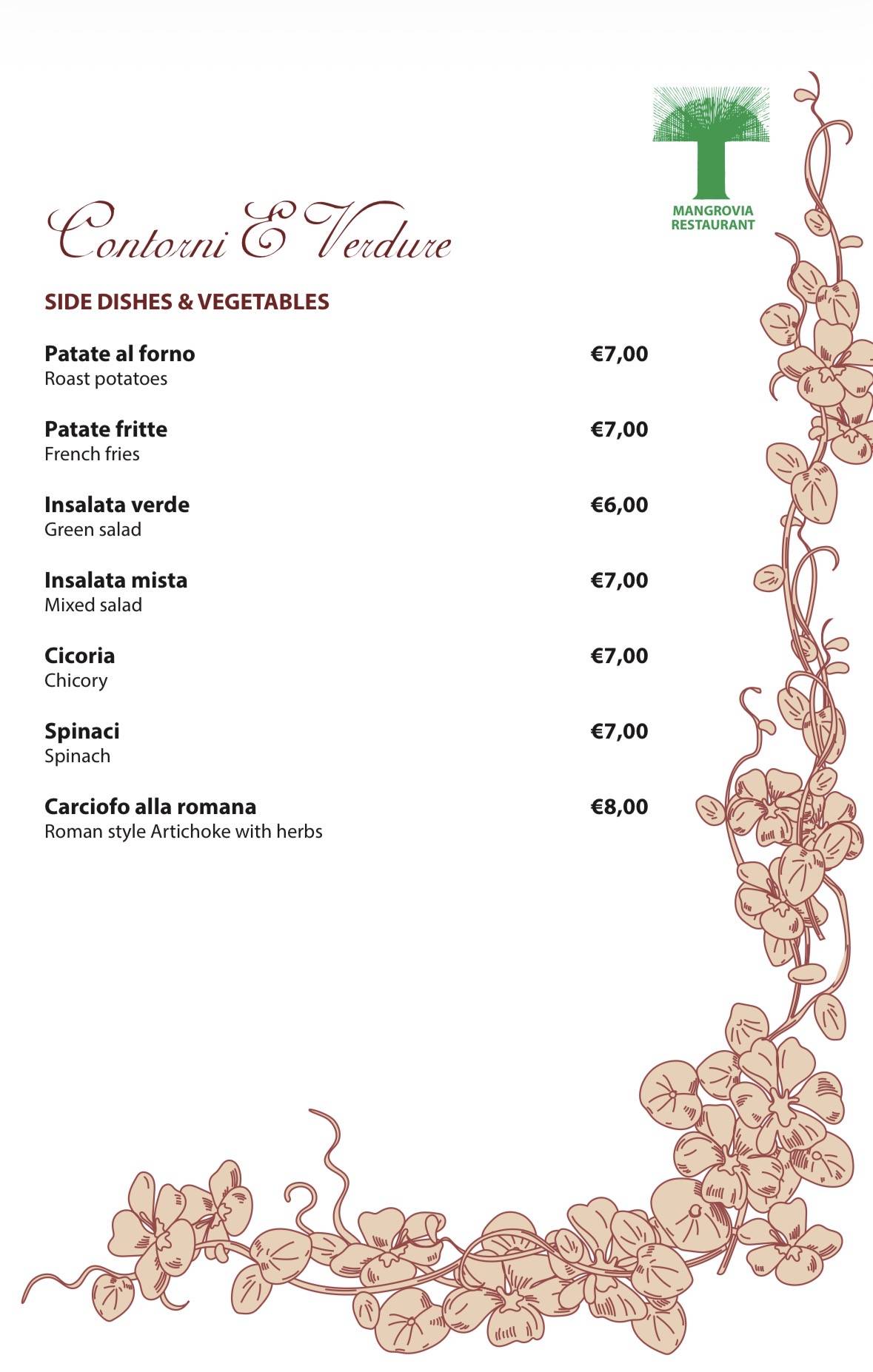 Ristorante Mangrovia меню