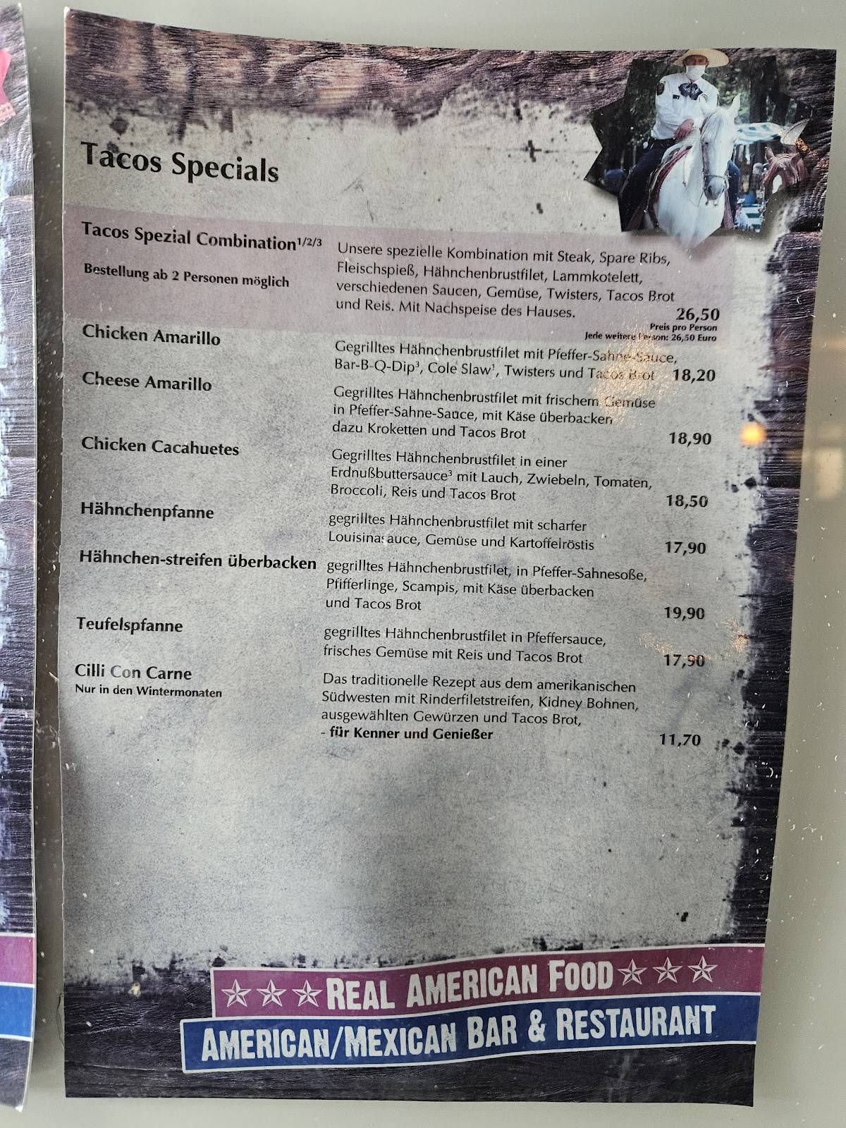 Restaurant TACO's меню