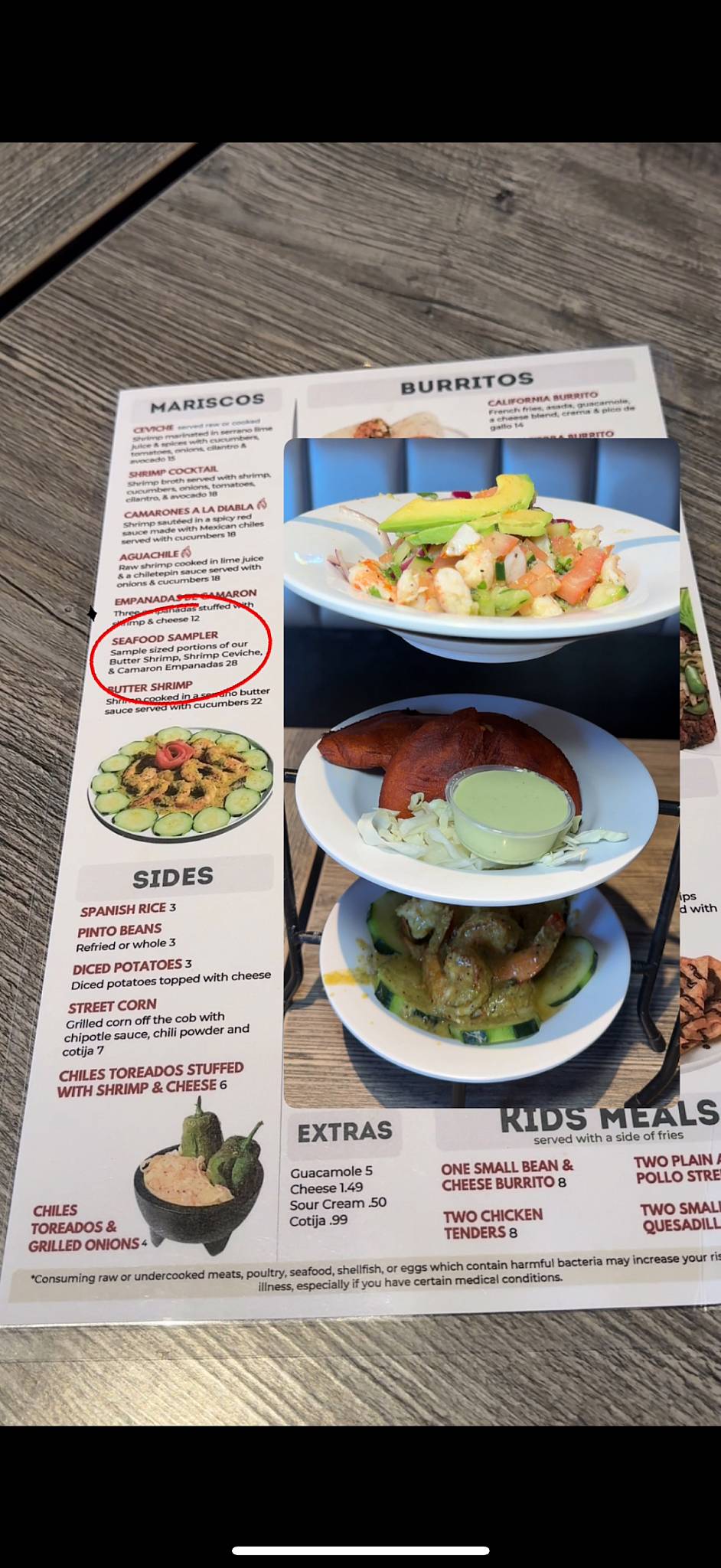 Tacos al Fuego меню
