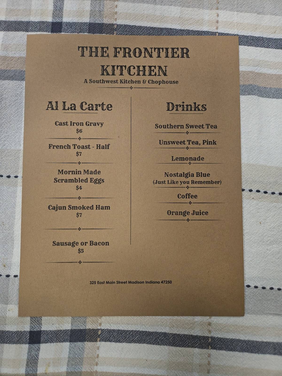The Frontier Kitchen меню