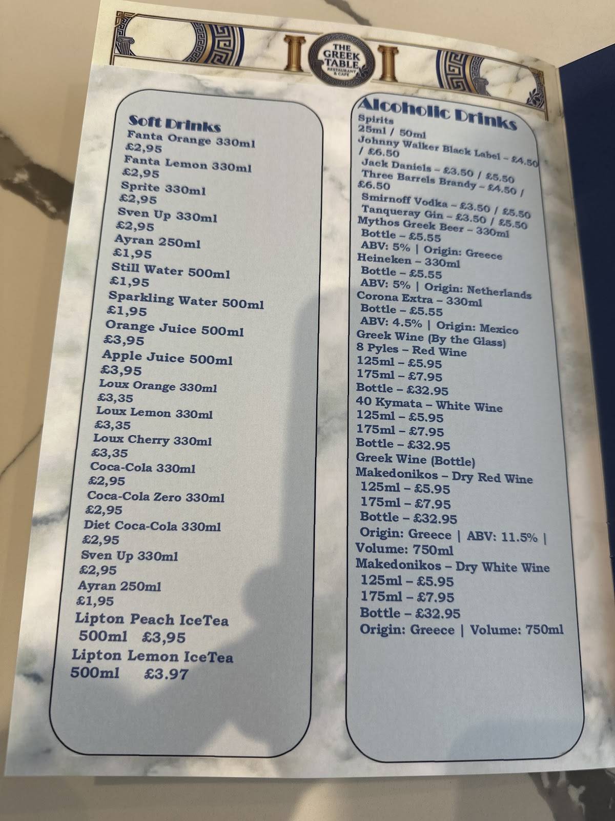 The Greek Table меню