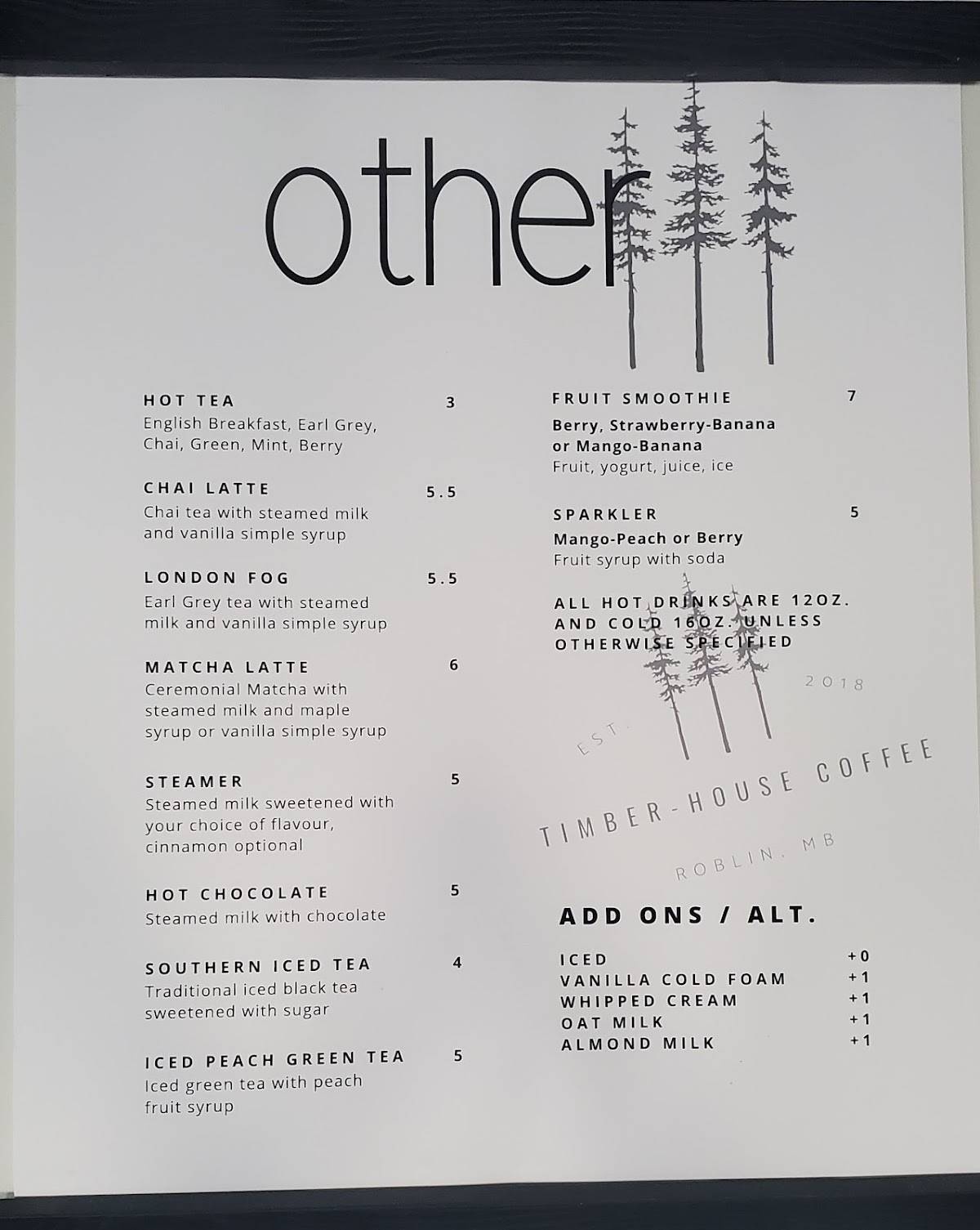 Timber-House Coffee меню