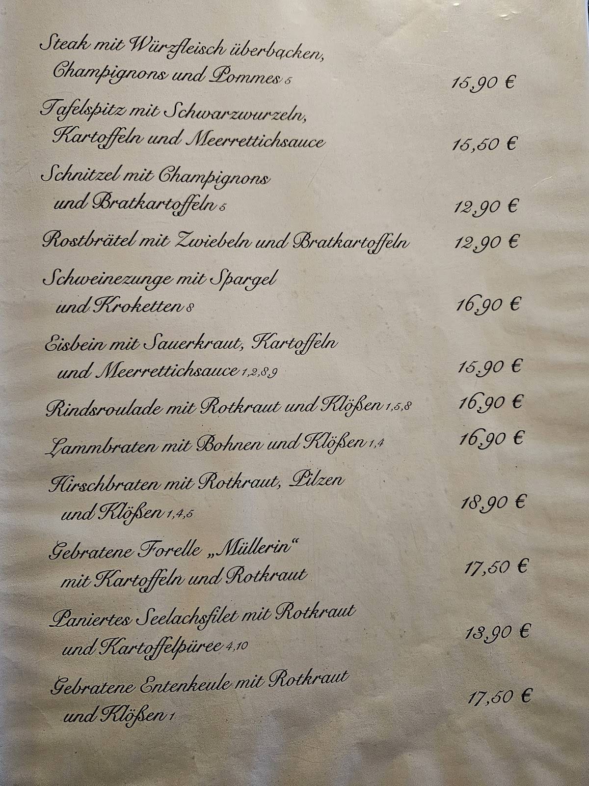 Restaurant & Pension "Rüsterhof" меню