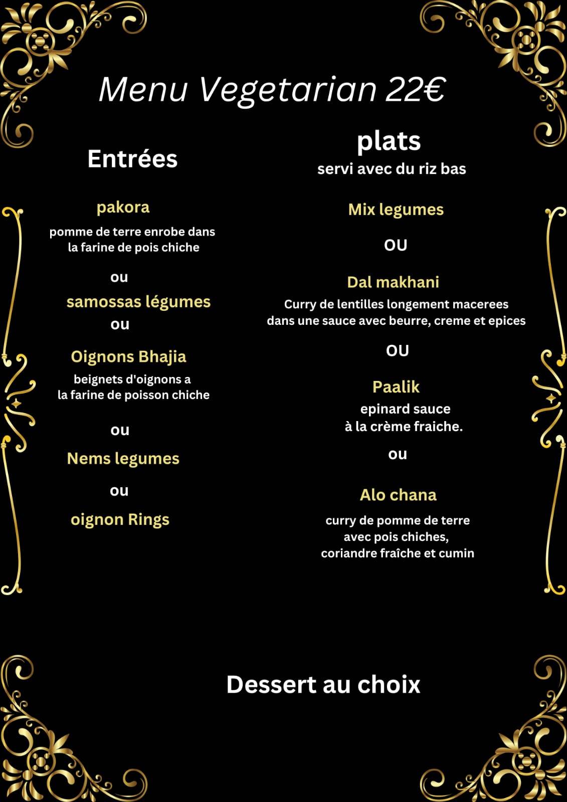 Restaurant Indien Taj Mahal Ribérac меню