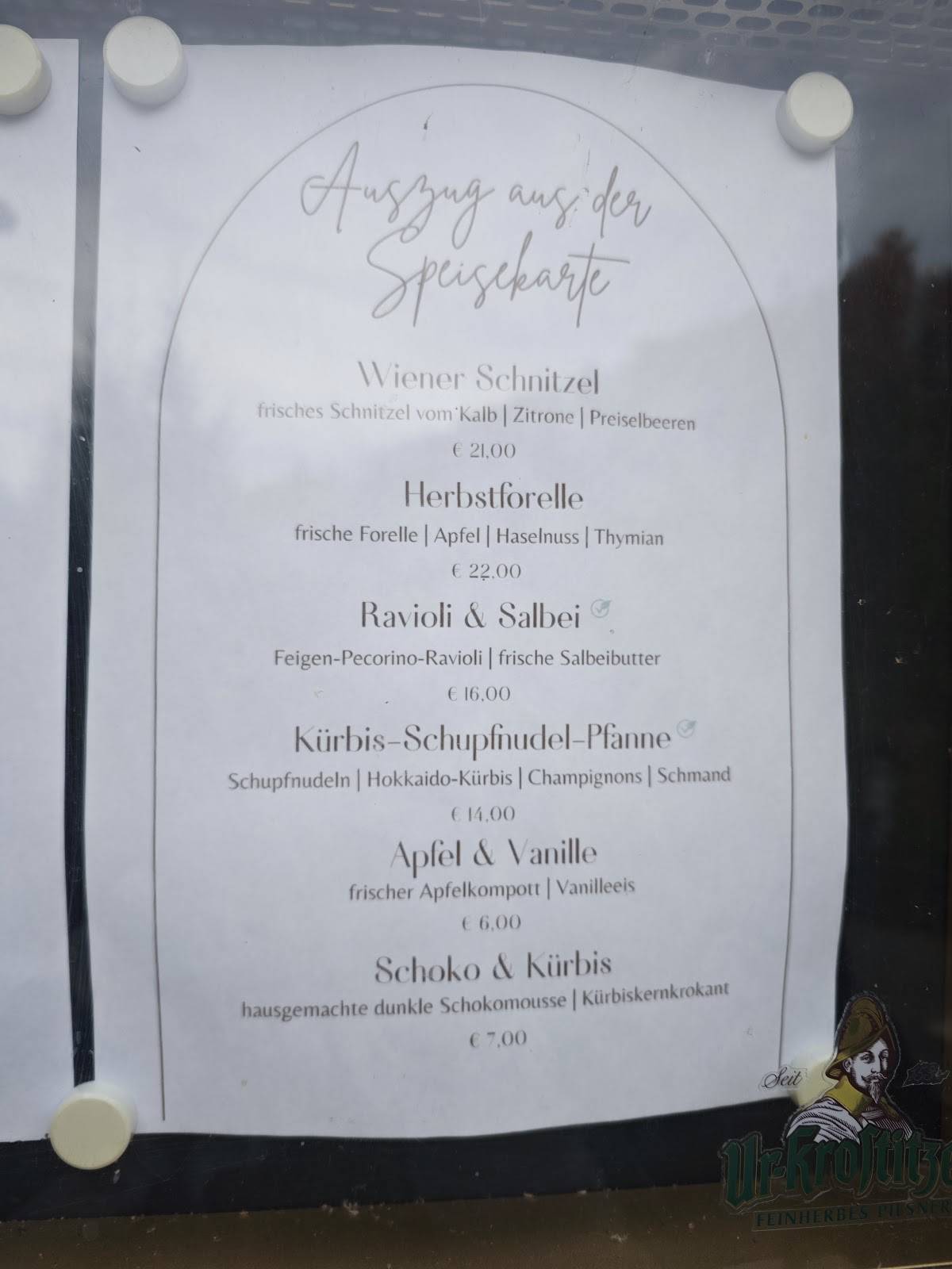 Restaurant im Hotel BODEBLICK меню