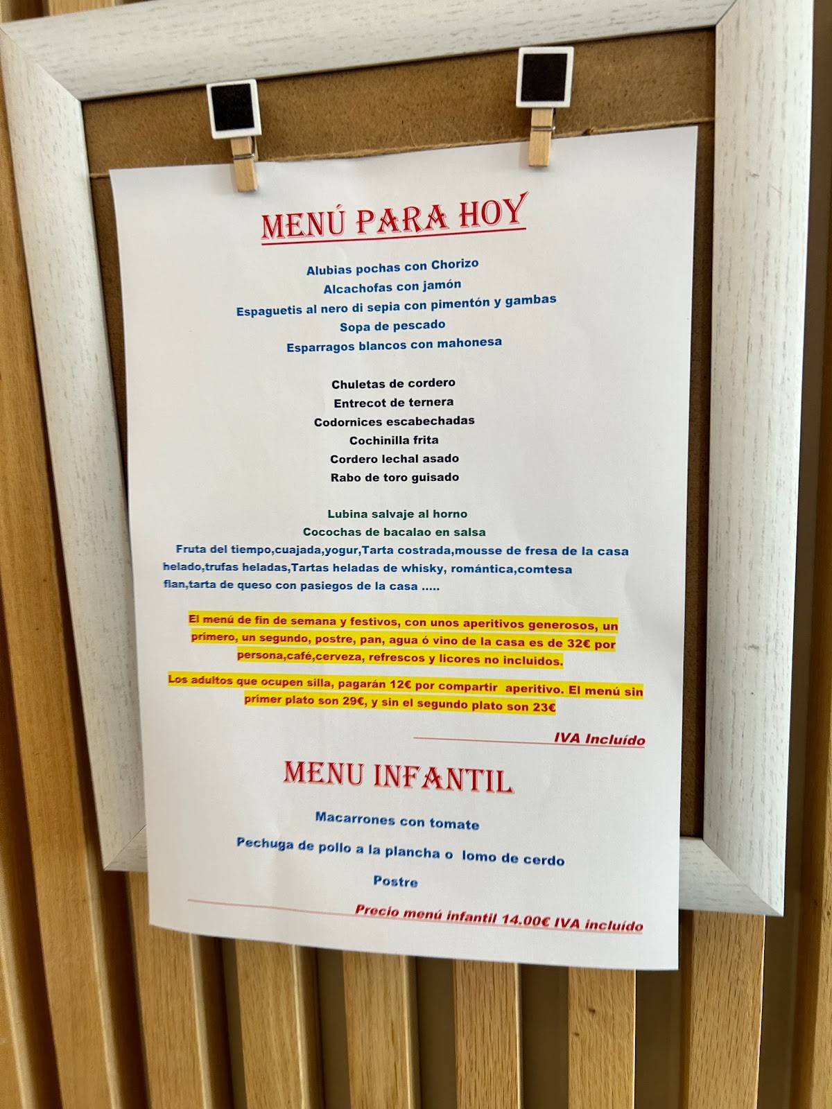 Restaurante Goyo Garray меню