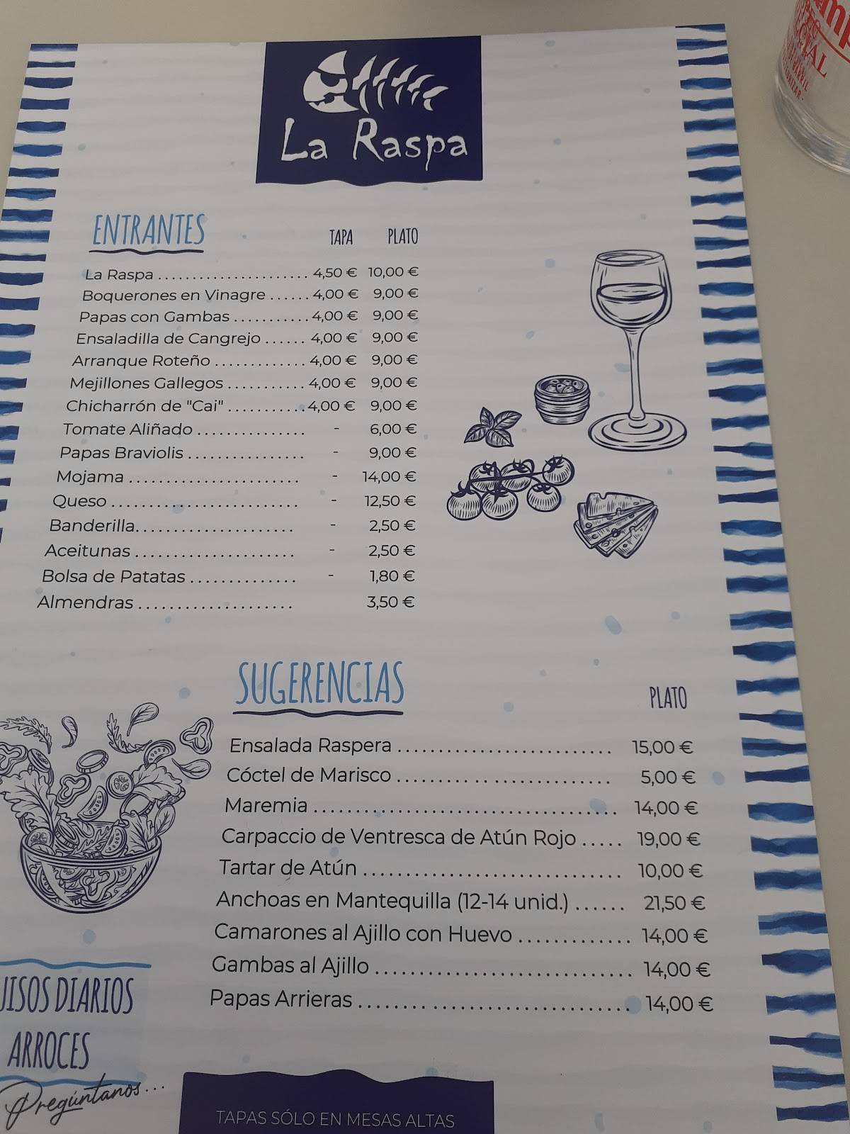 Restaurante La Raspa меню