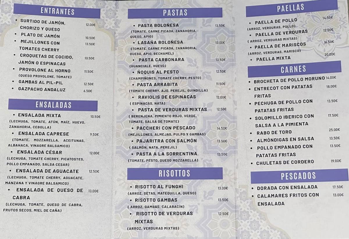 Restaurante Tangier меню