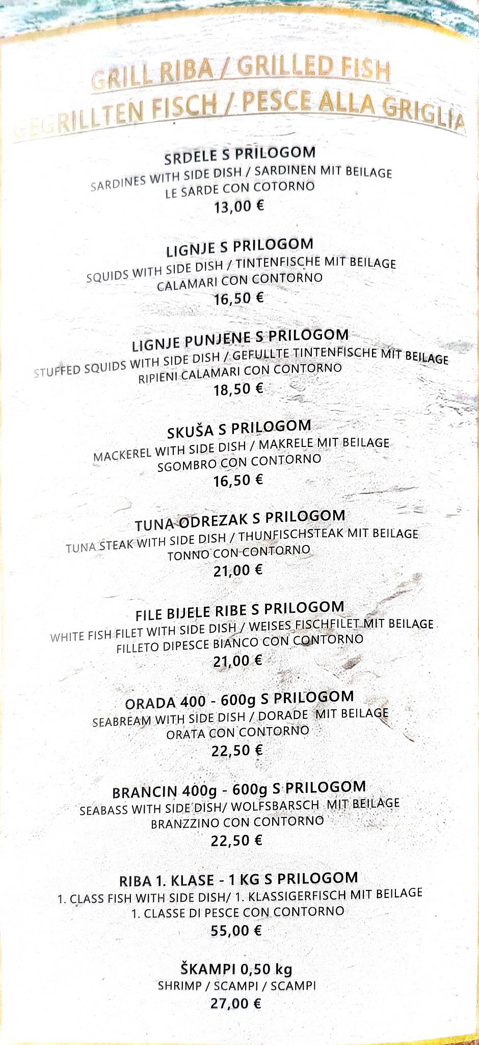 Restoran Zeus меню