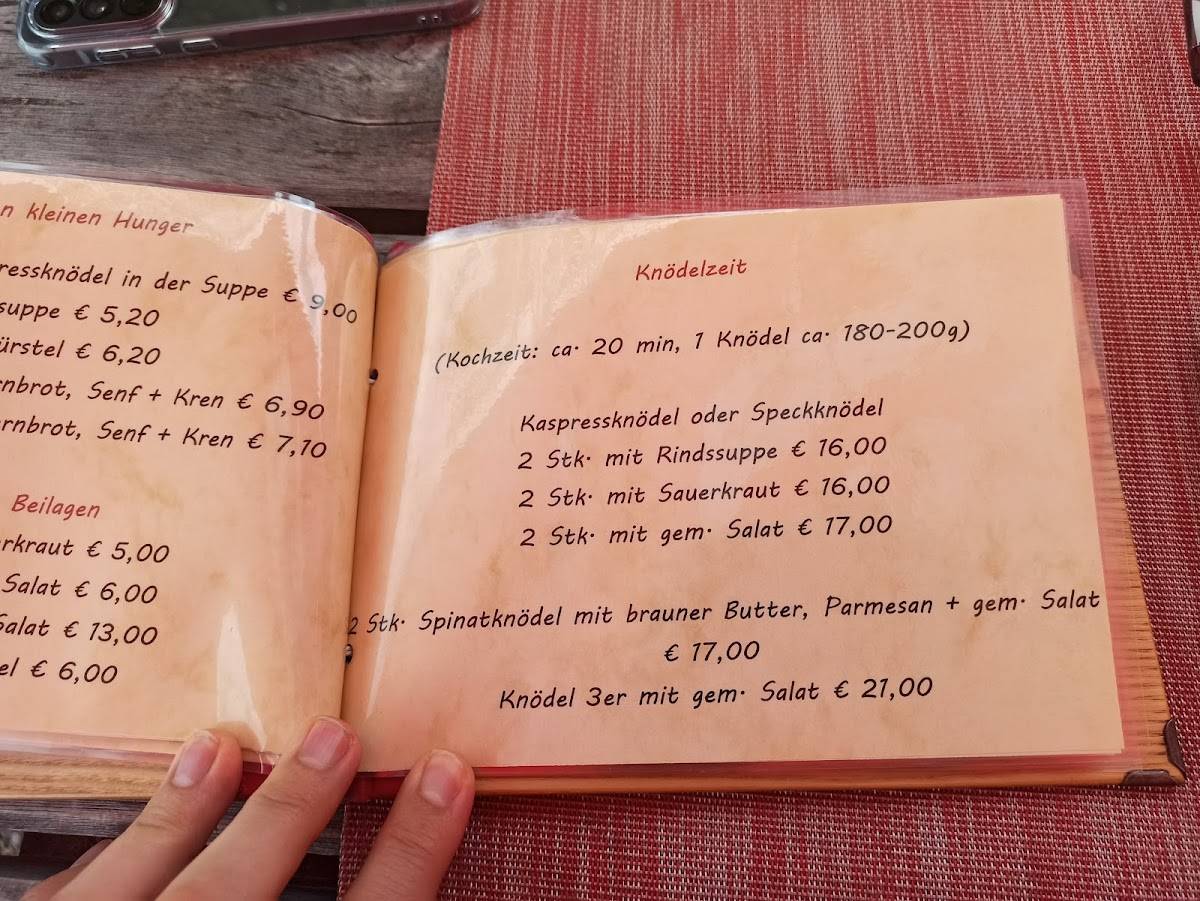 Rinner Alm меню